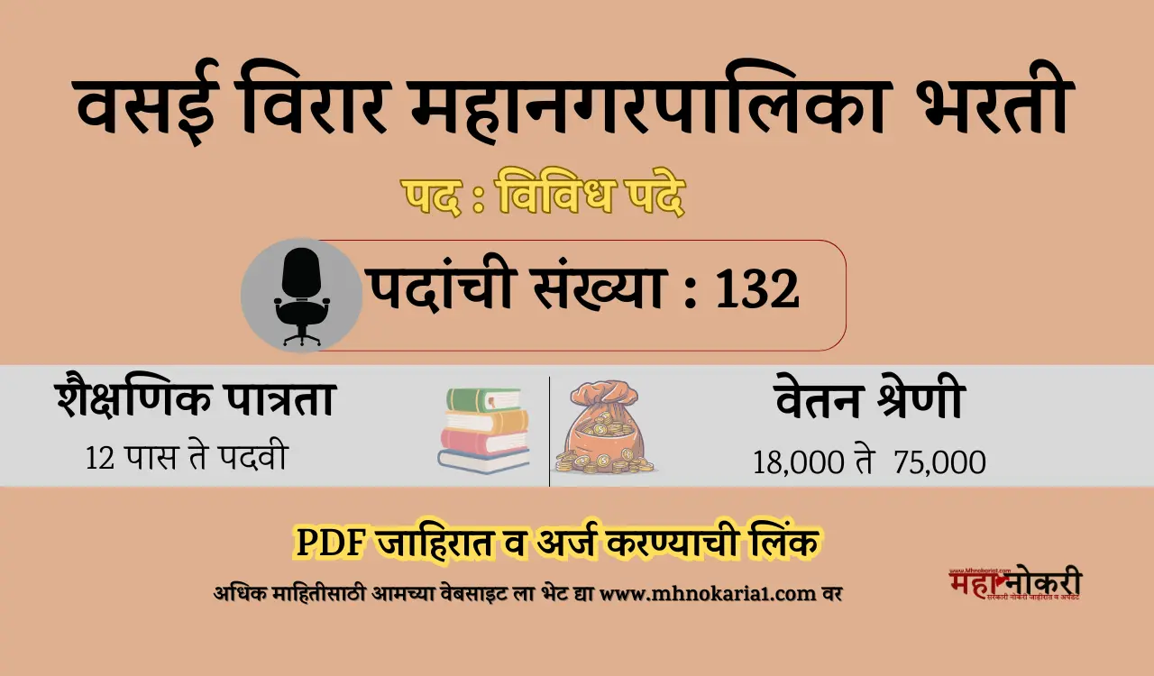 Vasai Virar Municipal Corporation (VVMC) Recruitment 2026